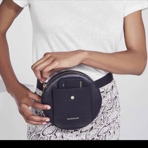 BANDOLIER Black Leather Round Belt Bag